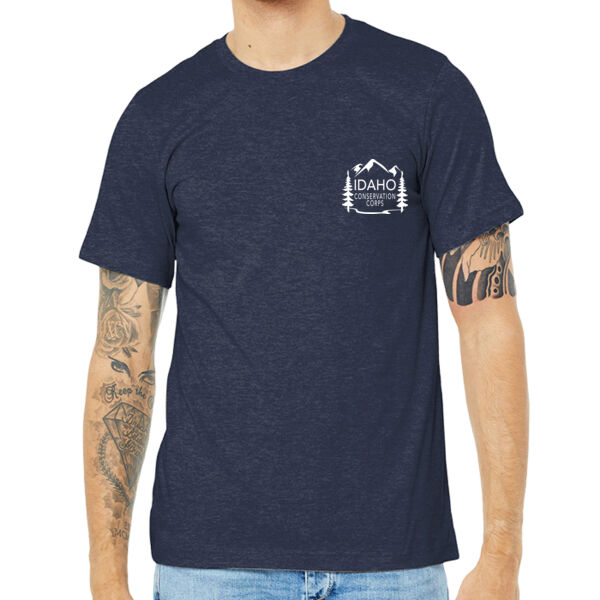 Bella + Canvas Idaho Conservation Corps "10 Years" Printed- - Unisex Heather CVC Short Sleeve Tee Thumbnail
