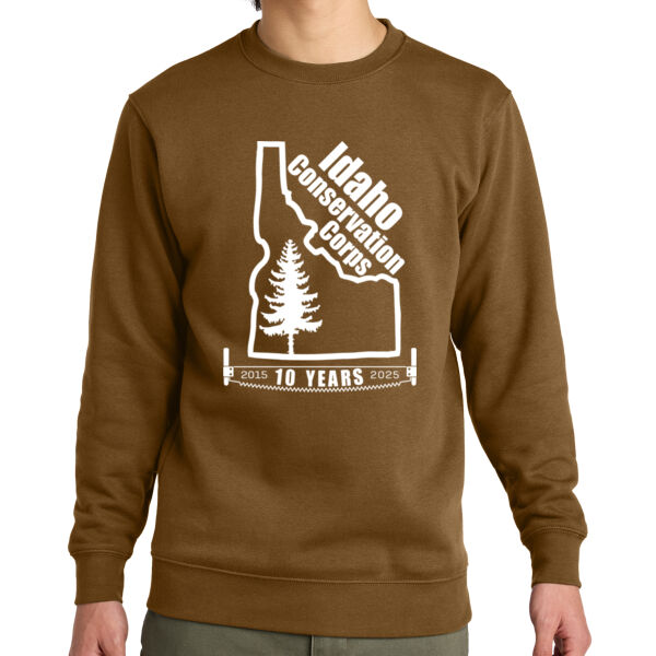District Idaho Conservation Corps "10 Years" Printed- - Fleece Crew Sweatshirt Thumbnail
